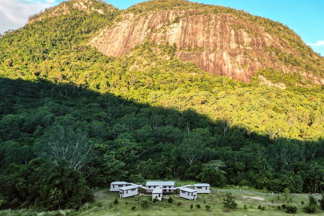 The Mount Jukes Eco Resort, built from scratch by yoga aficionado David Deakin, holds glamping tents and a half-moon shaped house that face Mt Jukes and Mr Deakin says the â€œenergyâ€ of the property has to be experienced to be understood. Picture: Contributed
