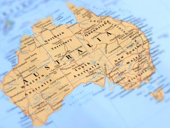 Map of Australia. Selective Focus.