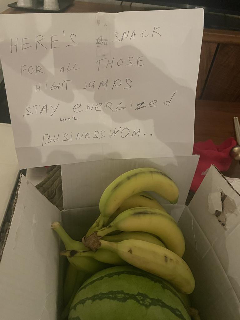 The package left in Davis' hotel room