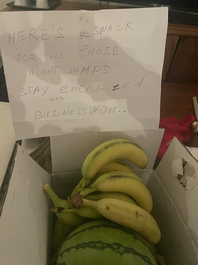 The package left in Davis' hotel room