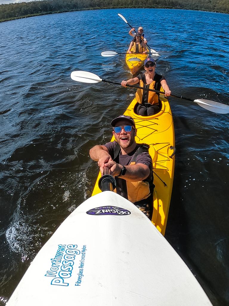 Not a bad way to sample the local oysters than from the seat of a kayak.