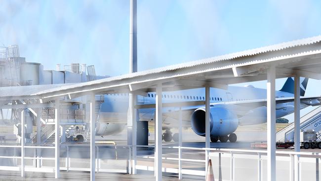 The Cathay Pacific passenger plane pictured at Darwin Airport on Friday morning. It was travelling from Melbourne to Hong Kong when it was forced to divert to Darwin. Picture: Keri Megelus