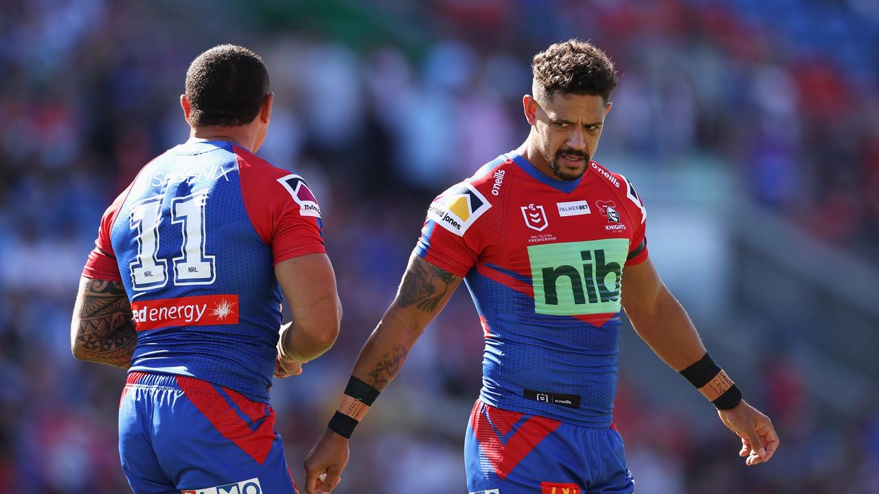 NEWCASTLE, AUSTRALIA - MARCH 20: Dane Gagai of the Knights looks on during the round two NRL match between the Newcastle Knights and the Wests Tigers at McDonald Jones Stadium, on March 20, 2022, in Newcastle, Australia. (Photo by Cameron Spencer/Getty Images)