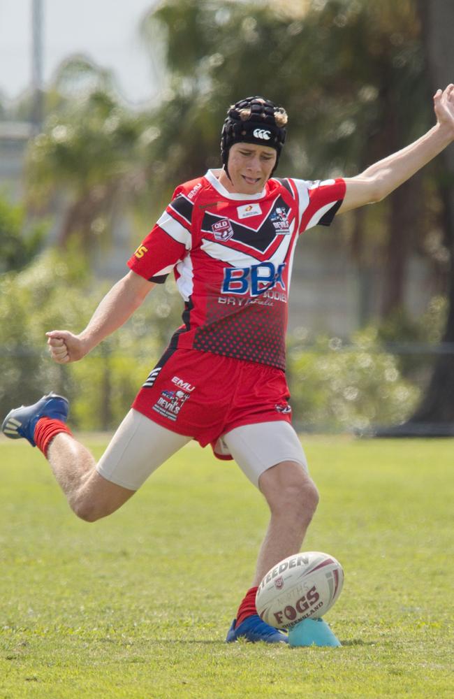 Balin Burnett in the Magpies and Norths clash in the RLMD U16s semi final, August 21, 2021. Picture: Marty Strecker