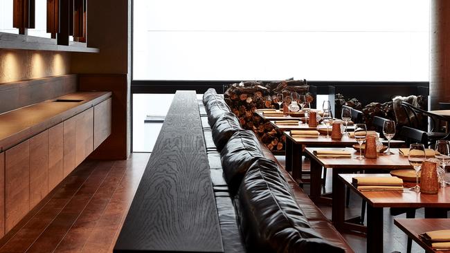 Cleve lighting at night adds intimacy to the dining room with plush leather banquette you sink into and tables so beautiful you could come just to sit at them.