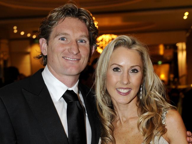 Footy’s former glamour couple James Hird and wife Tania married in October 1997. Picture: supplied