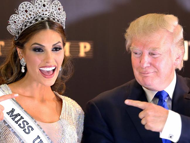 Miss Venezuela 2013, Gabriela Isler, with Donald Trump after winning the 2013 Miss Universe Grand Finale in Moscow, Russia. The New York Times said the tax data that it had seen includes write-offs for the cost of a full accounting of the millions of dollars the president received from the 2013 Miss Universe pageant in Moscow. Picture: Sergei Ilnitsky/EPA/AAP