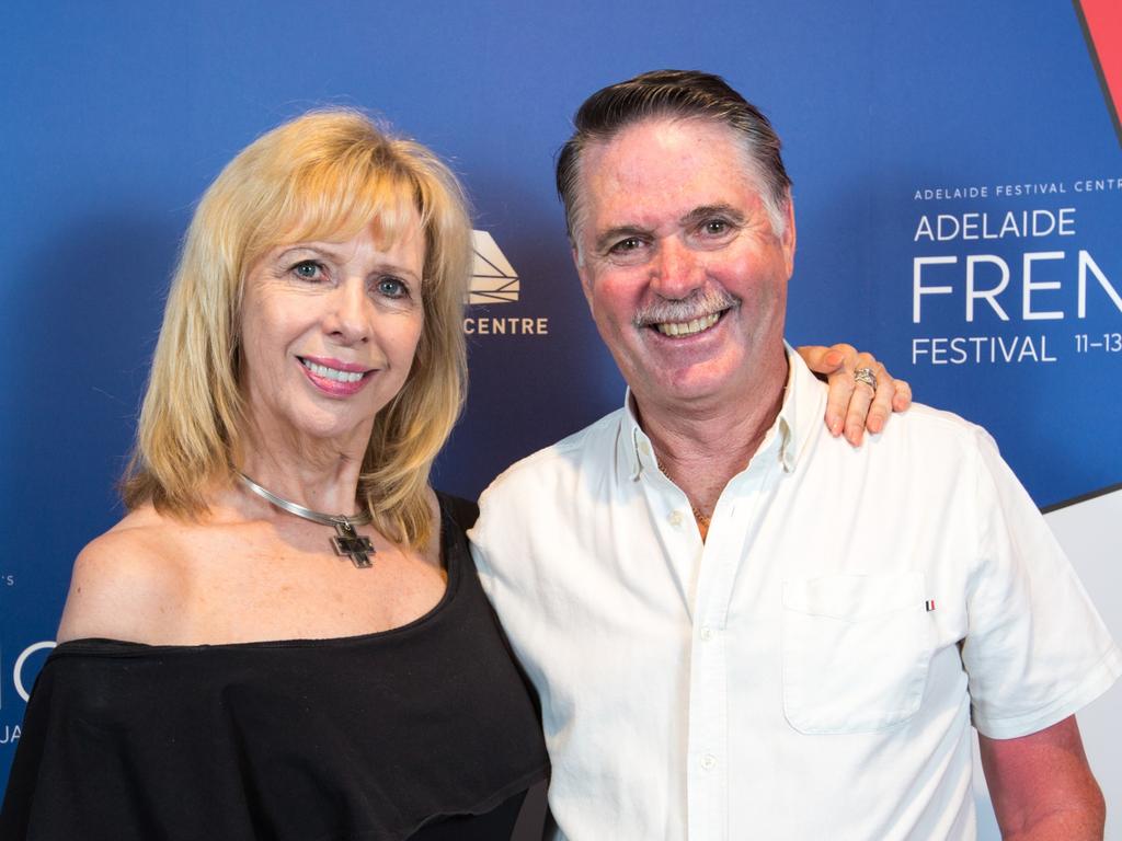 Penny Johnson and Gary Douglas celebrated the opening night of Adelaide Festival Centre’s Adelaide French Festival which featured speeches, food and drinks ahead of a performance of Monchichi. Picture: Kelly Carpenter