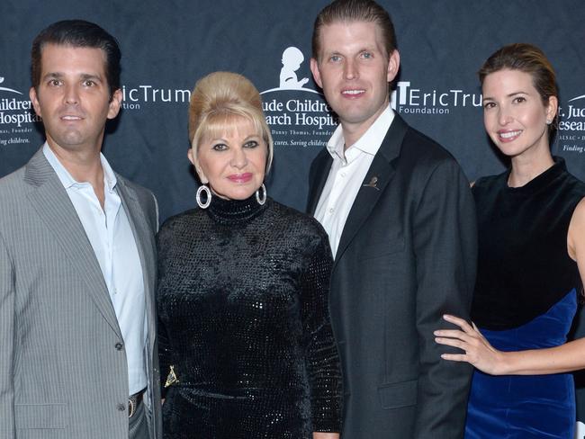 (L-R) Donald Trump Jr., Ivana Trump, Eric Trump and Ivanka Trump in 2015. Picture: Getty