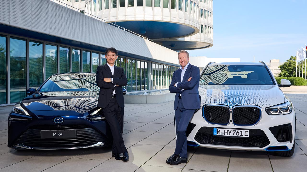 Toyota president Koji Sato with BMW chairman Oliver Zipse have struck a partnership to build hydrogen fuel cell electric cars.