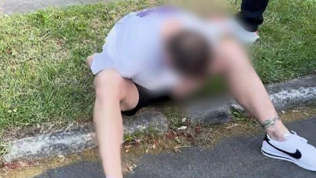 NSW Police vision shows the moment a man is arrested in Annandale in relation to a string of car thefts. Picture: NSW Police.