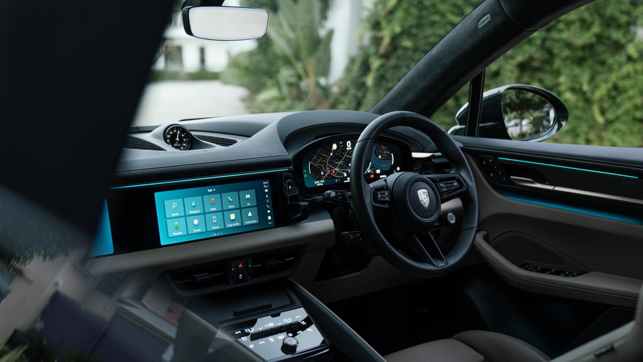 The new electric Macan (Turbo) offers three screens across the dash. Picture: Supplied