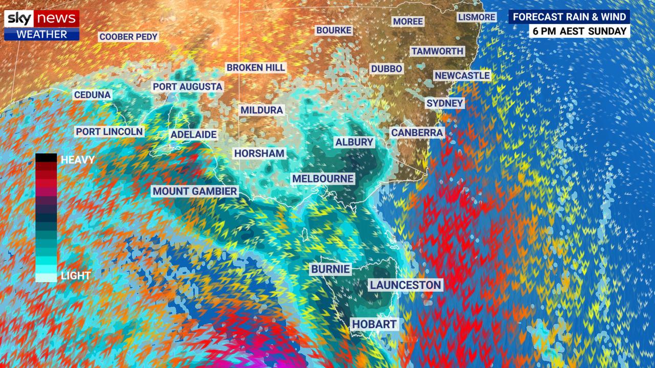 Multiple cold fronts could see the more pleasant conditions come to an end as temperatures drop towards the end of the weekend. Picture: Sky News Weather.