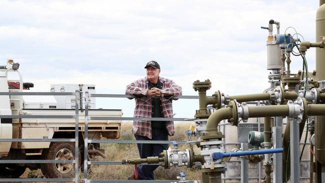 Farmer Peter Gett from Tintsfield farm has four gas production wells on his property in Narrabri. Picture: Jonathan Ng