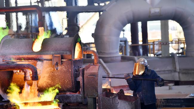 A general view of the copper smelter at BHP’s Olympic Dam mine in SA. Picture: David Mariuz