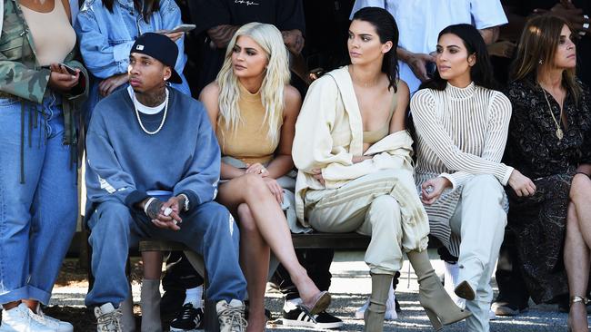 Tyga, Kylie Jenner, Kendall Jenner, Kim Kardashian and Carine Roitfeld attend the Kanye West Yeezy Season 4 fashion show.