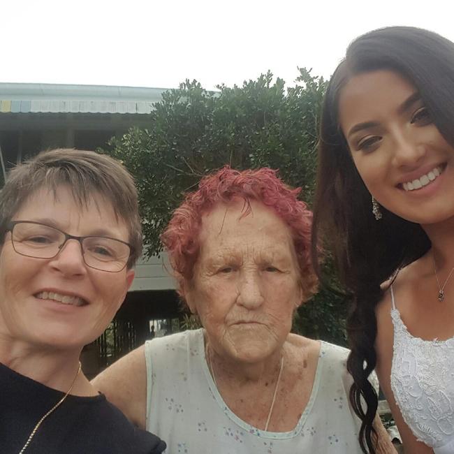 Dottie Darwen celebrating her 90th birthday with adoptive daughter Sharon Bennie and her daughter Jessica. Picture: Supplied