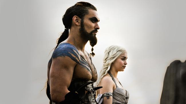 My first love affair with this show: Khal Drogo (Jason Momoa) and Daenerys Targaryuen aka Khaleesi (Emilia Clarke). I should have known it would end in heartbreak.