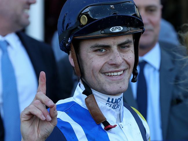 Jockey Jack Martin returns to scale after claiming victory on Bad Wolf in race 5, L.V. Lachal Handicap during June Race Day at Flemington Racecourse in Melbourne, Saturday, June 8, 2019. (AAP Image/George Salpigtidis) NO ARCHIVING, EDITORIAL USE ONLY