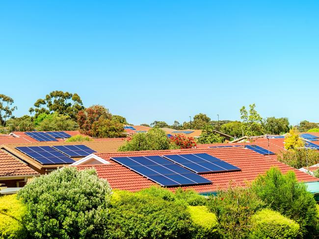 Solar panels installed on roofs in South Australia.