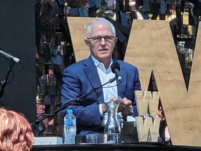 Former Prime Minister Malcolm Turnbull pictured during his appearance at Adelaide writers week, on Sunday February 28, 2020.Picture: Alan Noble / Twitter @scruzin