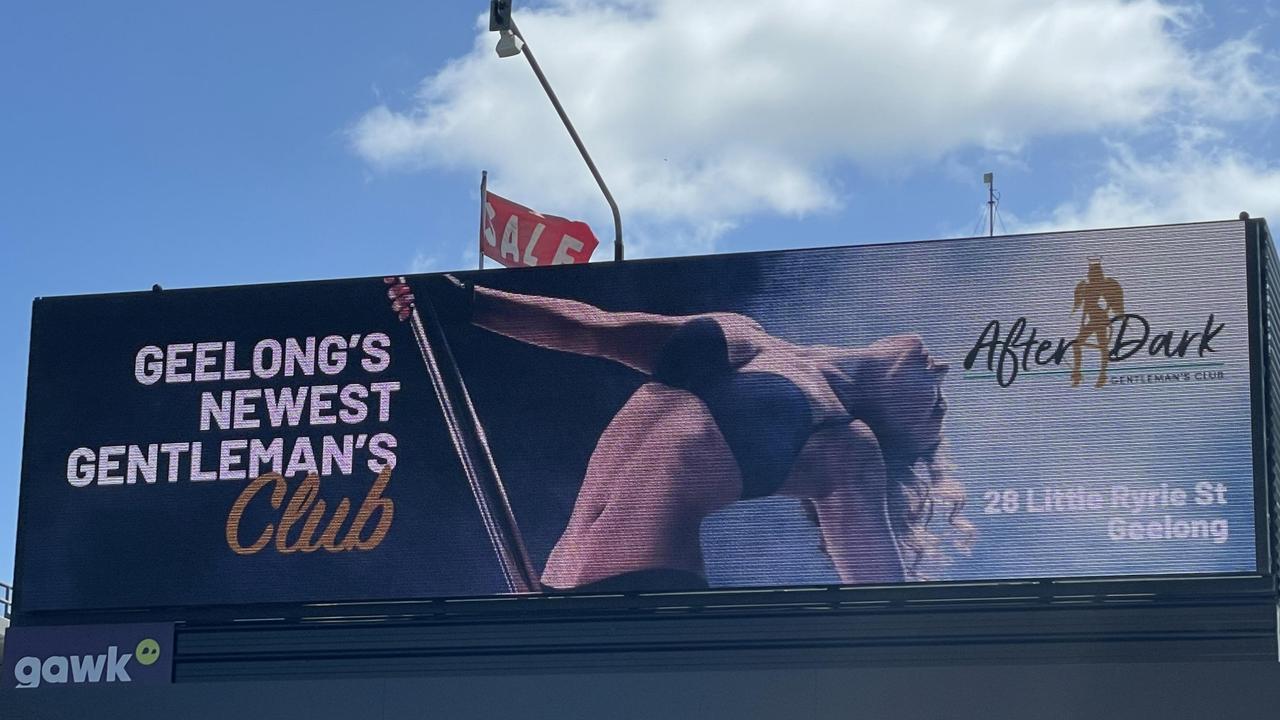 A digital advertisement for After Dark Gentleman's Club in central Geelong. Picture: Supplied.