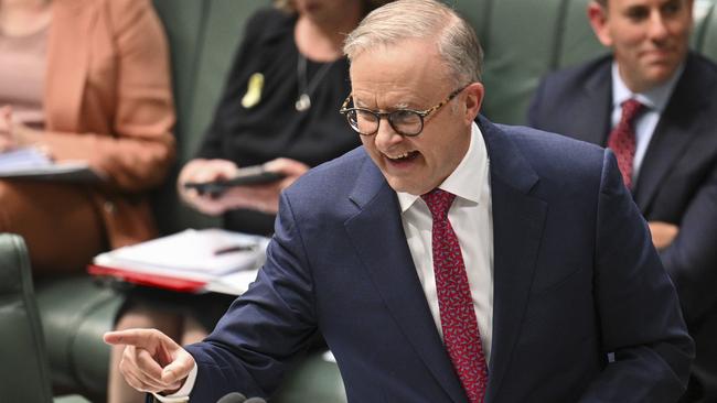 Anthony Albanese in question time on Wednesday. Picture: NCA NewsWire / Martin Ollman