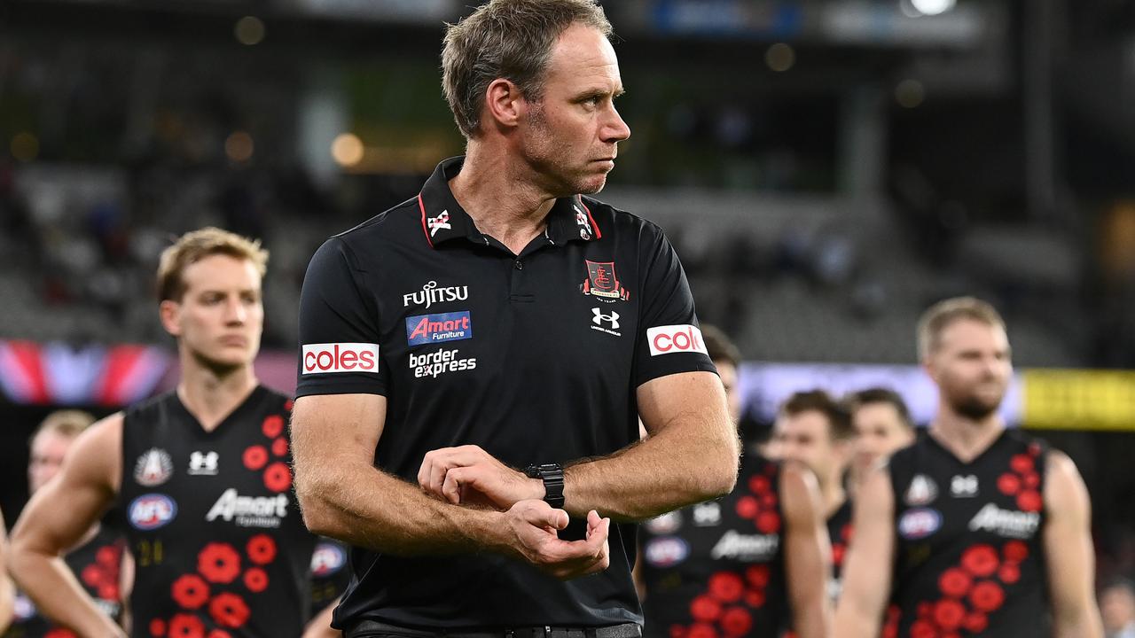 Bombers head coach Ben Rutten after losing the Anzac Day match against Collingwood.