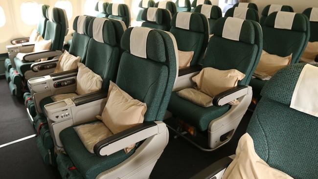 Inside a Cathay Pacific jet.