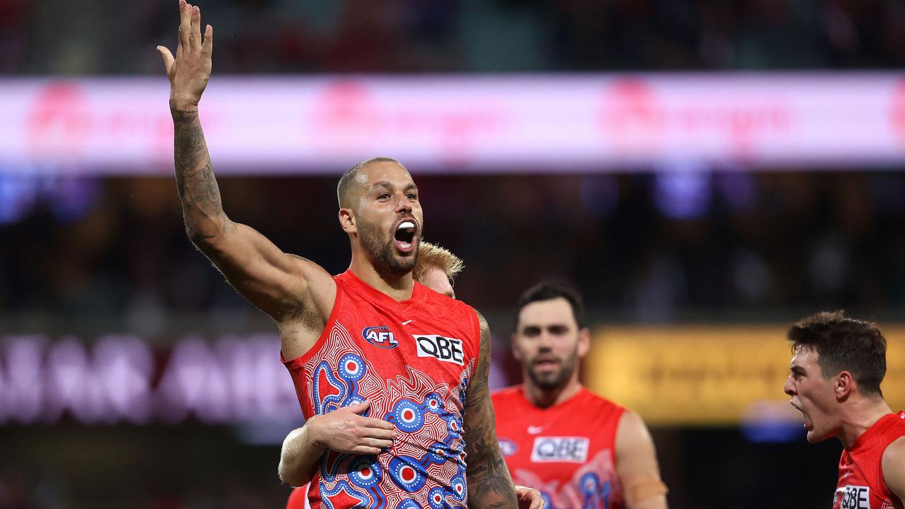 Lance Franklin was the match-winner, but he could come under match-review scrutiny. Picture: Phil Hillyard