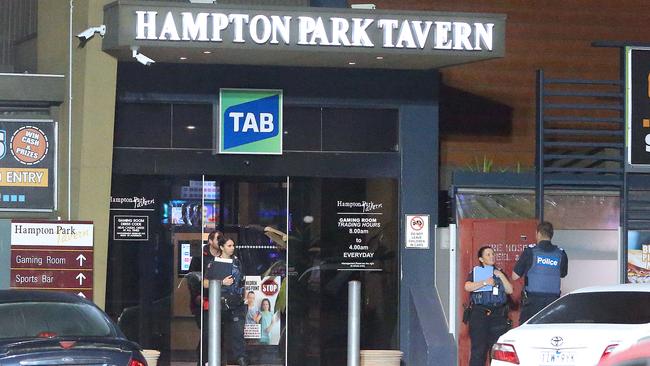 Police at the scene of the shooting at Hampton Park Tavern in November last year.