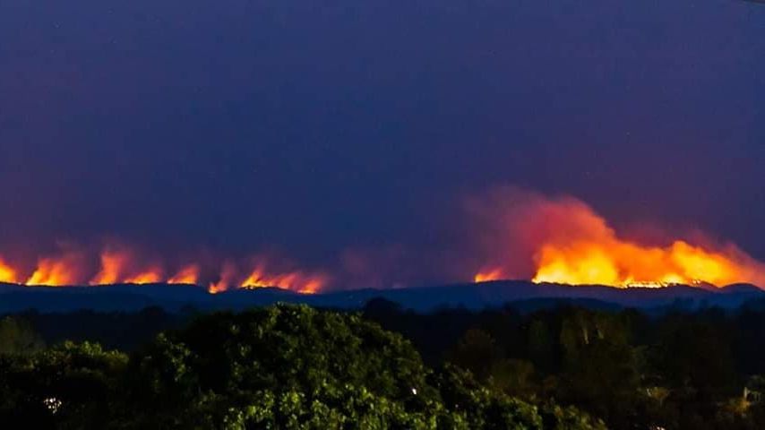 Fires west of Casino along the range, as seen from Hotham St, Casino. Picture: Dee Hartin Photography