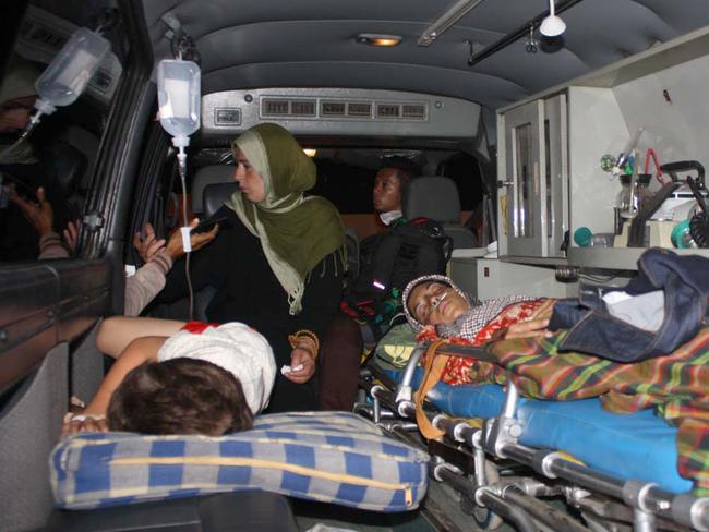 These survivors came from a boat carrying asylum seekers that sank off Java island in Cianjur, West Java, Indonesia, on Sept. 28, 2013. Picture: AP