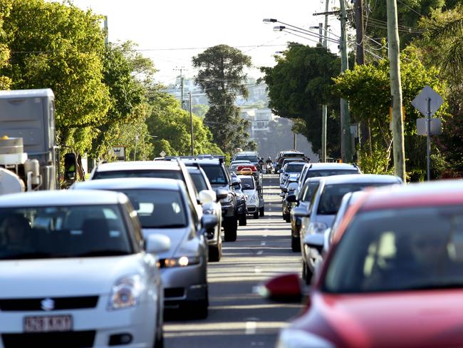 A growing population will put extra pressure on our roads, such as this clogged artery in Brisbane. Picture: Patria Jannides