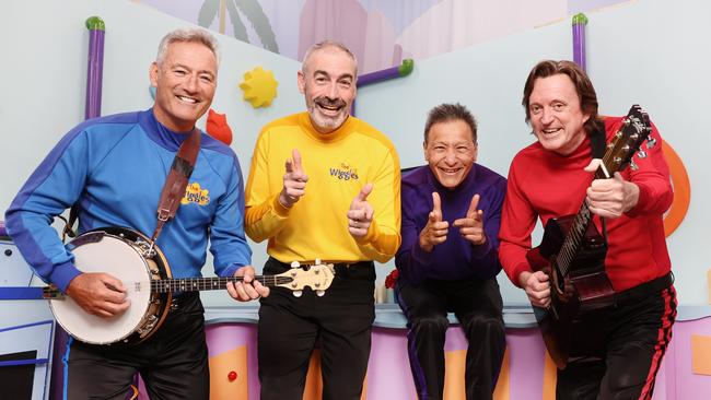 The original line-up of The Wiggles, featuring Anthony Field, Greg Page, Jeff Fatt and Murray Cook. Picture: Richard Dobson