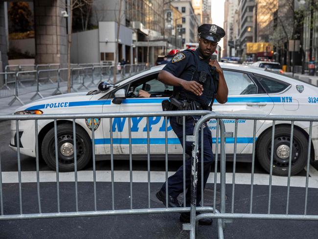 Police are out in force in New York ahead of Donald Trump’s court appearance. Picture: Getty Images via AFP