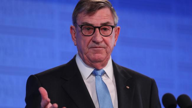 Chairman of Huawei Technologies Australia John Lord speaks at the National Press Club in Canberra today. Picture: Kym Smith