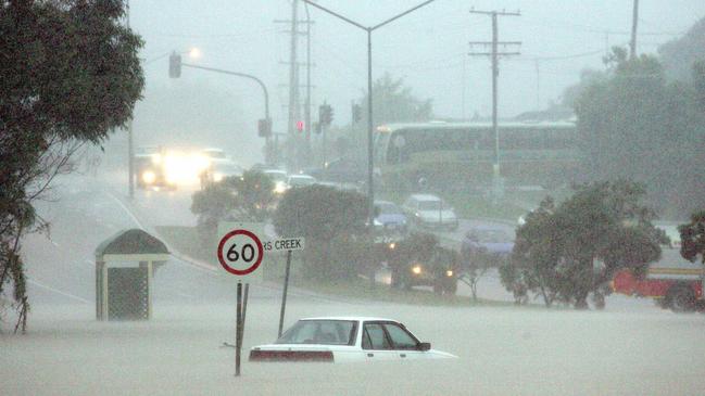 Flooding on Wardoo Street, Southport on June 30, 2005. Picture: Michael Ross