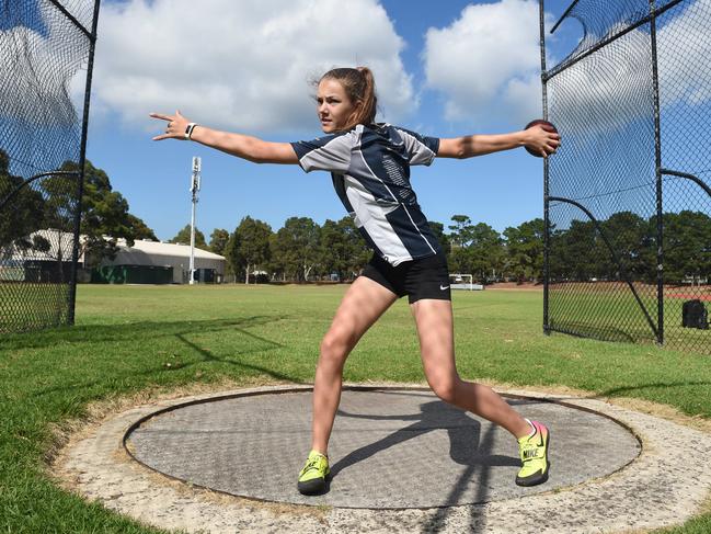 Mentone athlete Emily Ryan (13) is a State Little Athletics champ and is off to Sydney to compete at the ALAC nationals soon. Pictuer: Chris Eastman