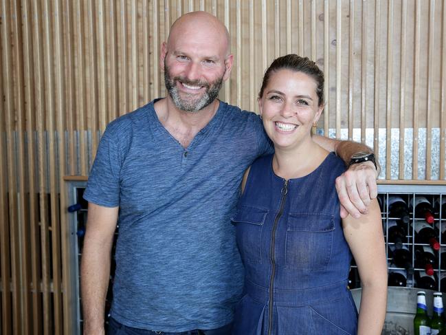 Sotto Sopra executive chef Alessandro Pavoni and wife Anna Pavoni, enjoying the Sotto Sopra 'meet the neighbours' drinks party to celebrate the opening of their highly anticipated Newport Woodfired Trattoria . Picture: Troy Snook