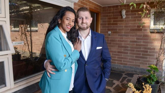 Damian and Durga Bastiras at their Albert Park home they recently bought. PHOTO: Brenton Edwards