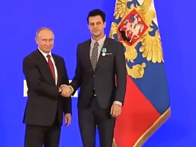 The actor was seen shaking the hand of Russian President Vladimir Putin at an awards ceremony in 2018.