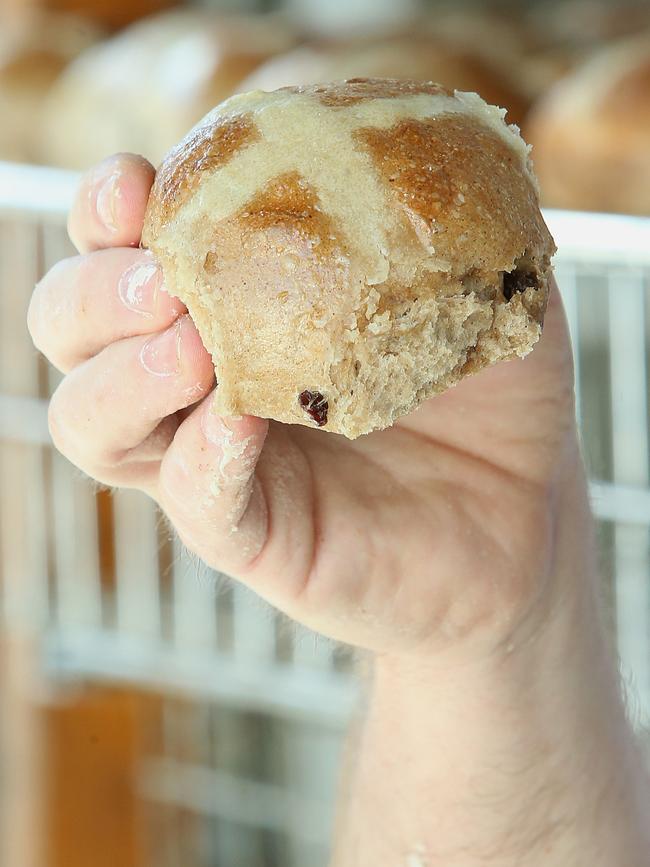 The sourdough hot cross bun. Picture: AAP/Jono Searle