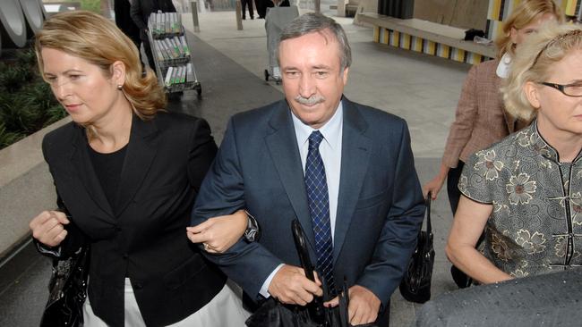 Coal magnate Ken Talbot arrives at Magistrates Court in Brisbane for committal hearing of former state government minister Gordon Nuttall, where he faced charges of allegedly receiving corrupt payments from Talbot.