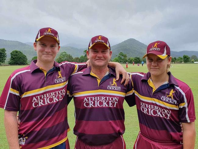 Angus (l), Ben (middle) and Finn (r) Vikionkorpi. Cricket Far North Atherton first grade. 2024. Source: Atherton Facebook