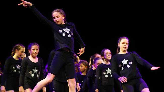 St Therese Primary School students performing at the Geelong Schools Music and Movement Festival. Picture: Alison Wynd