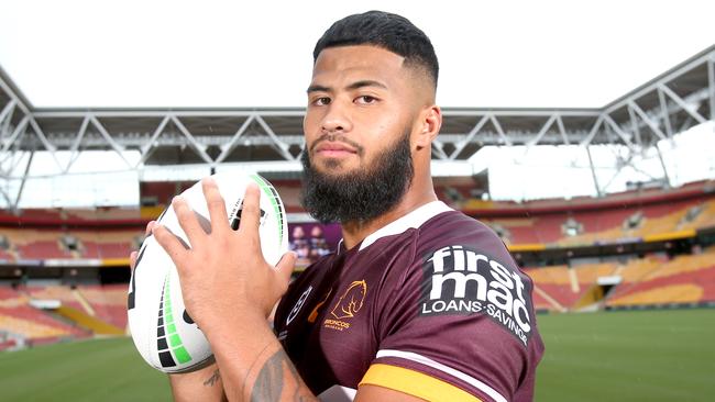 Broncos enforcer Payne Haas has been linked with the Roosters. Picture: Steve Pohlner