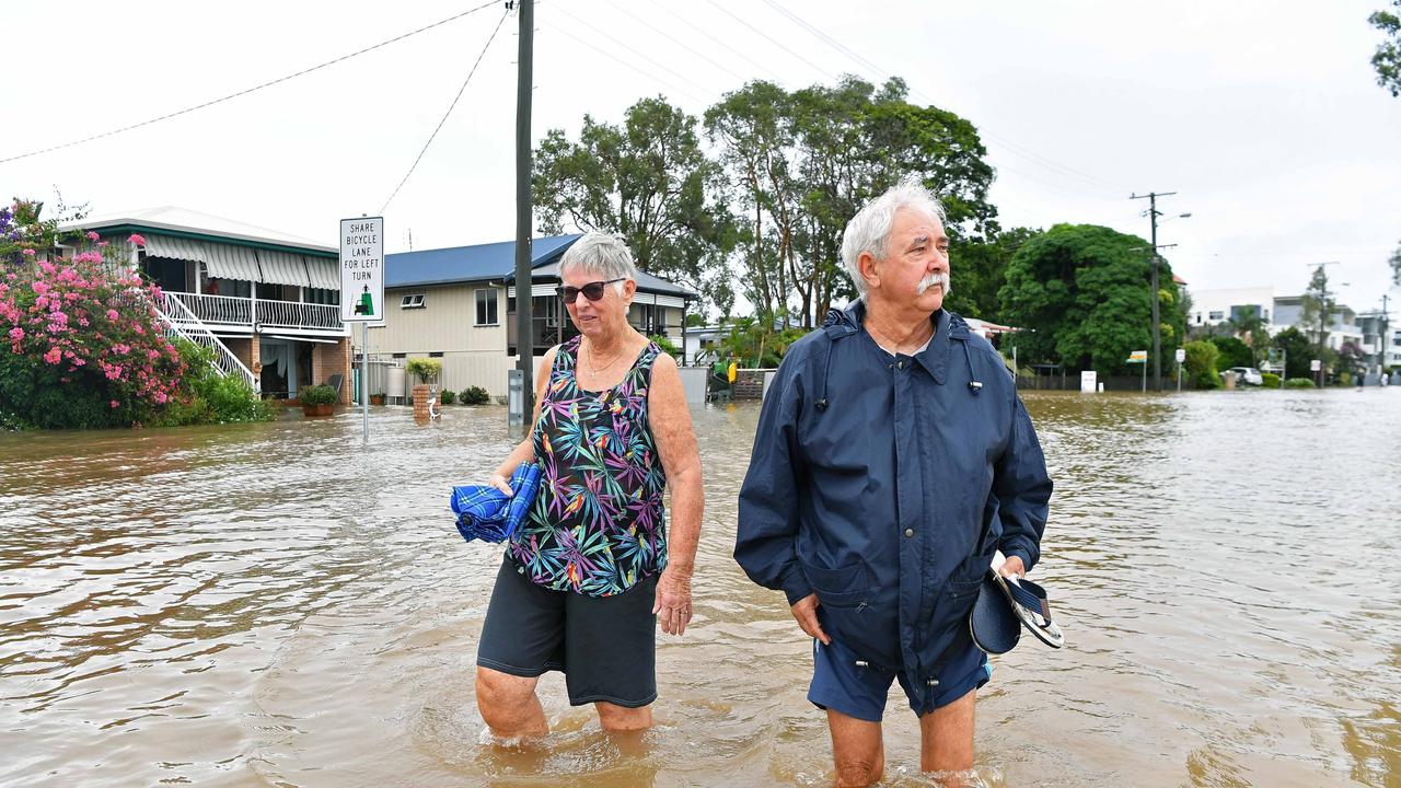 Bradman Ave remains closed as residents prepare for more rain and heavy flooding to hit the Sunshine Coast. Locals, Pat and Allan Vally. Picture: Patrick Woods.