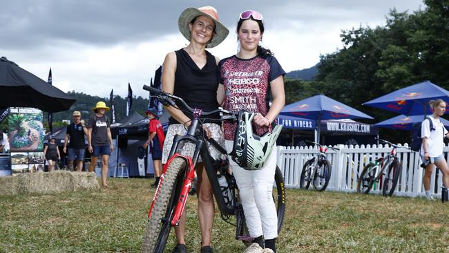 Mel Sharman travelled from Tasmania to support her daughter Leyla Sharman, 17, as she competes in the National Whipoff Championship on Day One of Crankworx Cairns. Picture: Brendan Radke