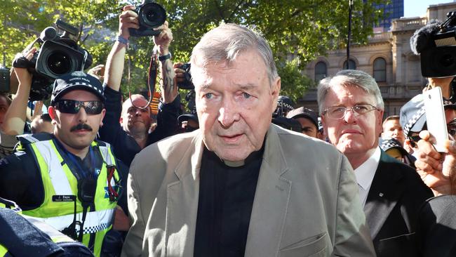 George Pell arrives at the Victorian County Court in February last year for his sentencing. Picture: Aaron Francis